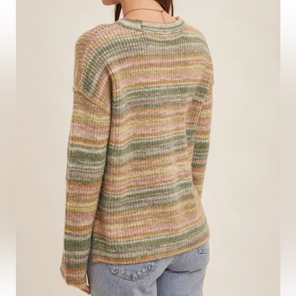 NWT Hem & Thread Multicolor Striped Women's Sweater - Picture 2 of 7